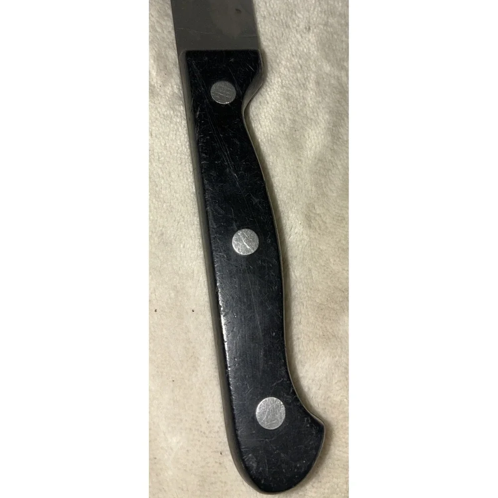 Vintage Steak Knife Serrated Black Handle Stainless Steel Mark 70 9.5
